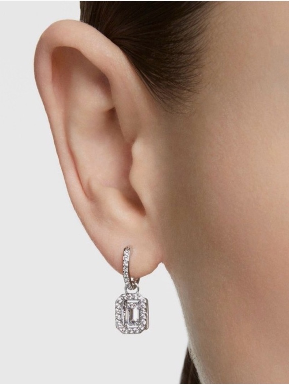 🆕 Swarovski Millenia Drop Earrings Octagon Cut White Rhodium Plated NWT - Picture 5 of 14